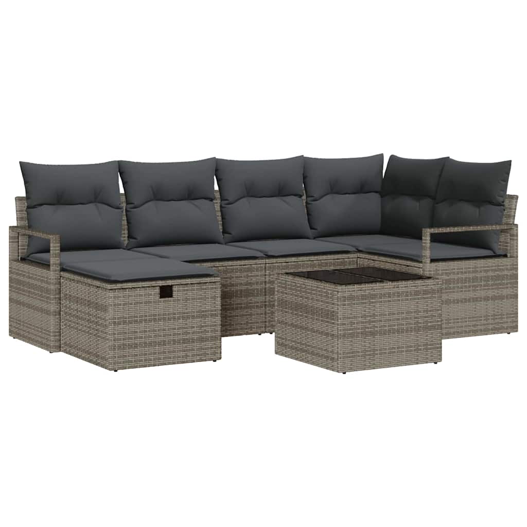 Bankstel met kussen met opslag Grijs poly rattan is nu te koop bij PeponiXL, paradijselijk wonen!