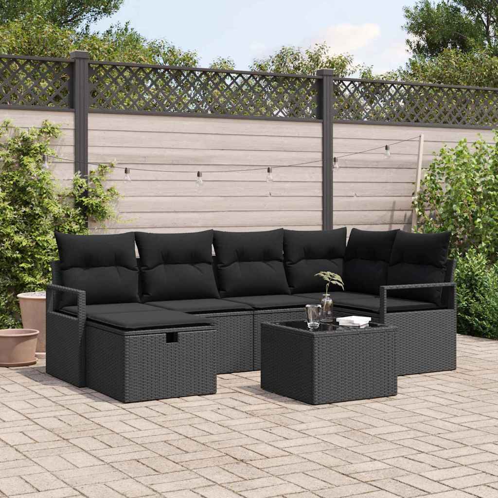 Bankstel met kussen met opslag Zwart poly rattan is nu te koop bij PeponiXL, paradijselijk wonen!
