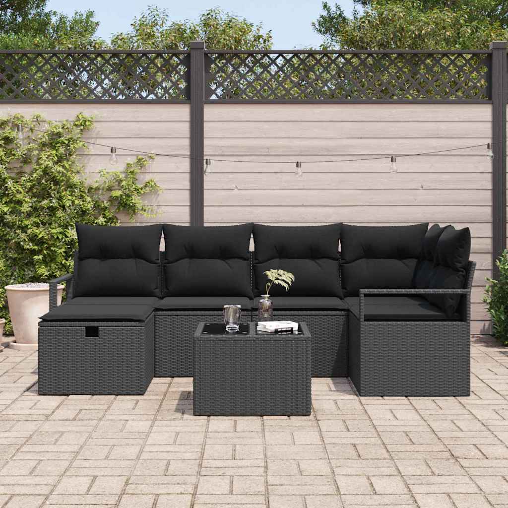 Bankstel met kussen met opslag Zwart poly rattan is nu te koop bij PeponiXL, paradijselijk wonen!