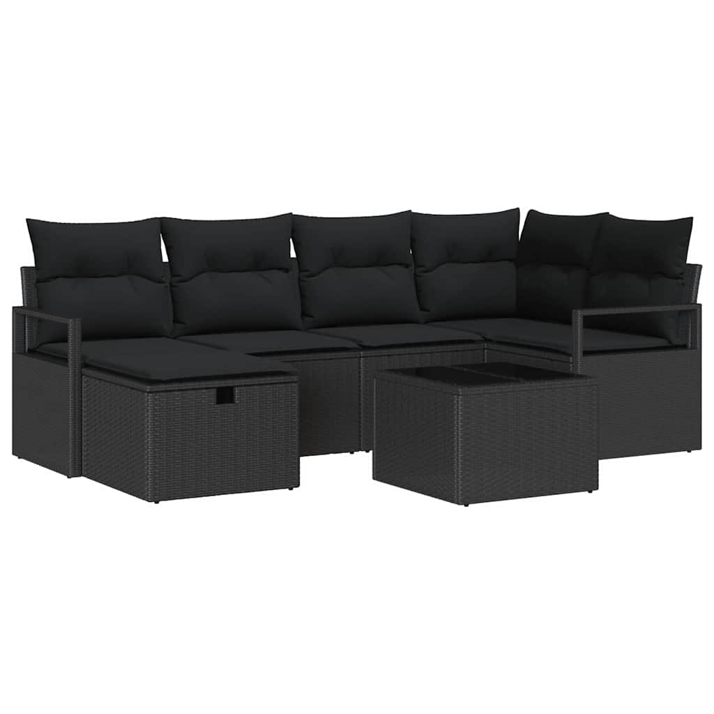 Bankstel met kussen met opslag Zwart poly rattan is nu te koop bij PeponiXL, paradijselijk wonen!