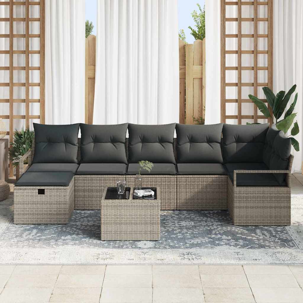 Bankstel met kussen met opslag 8 pcs Grijs poly rattan is nu te koop bij PeponiXL, paradijselijk wonen!