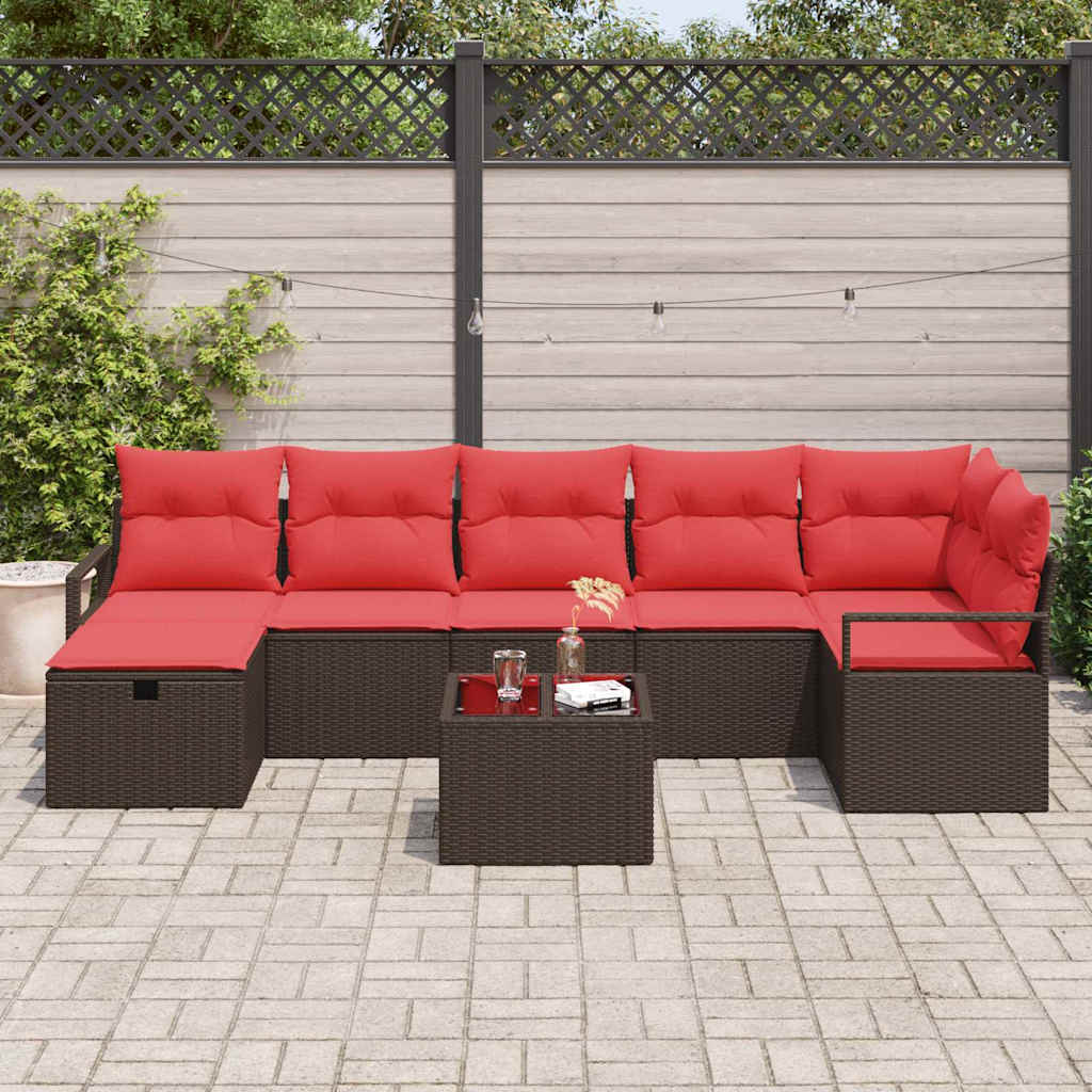 Bankstel met kussen met opslag Bruin en Rood poly rattan is nu te koop bij PeponiXL, paradijselijk wonen!