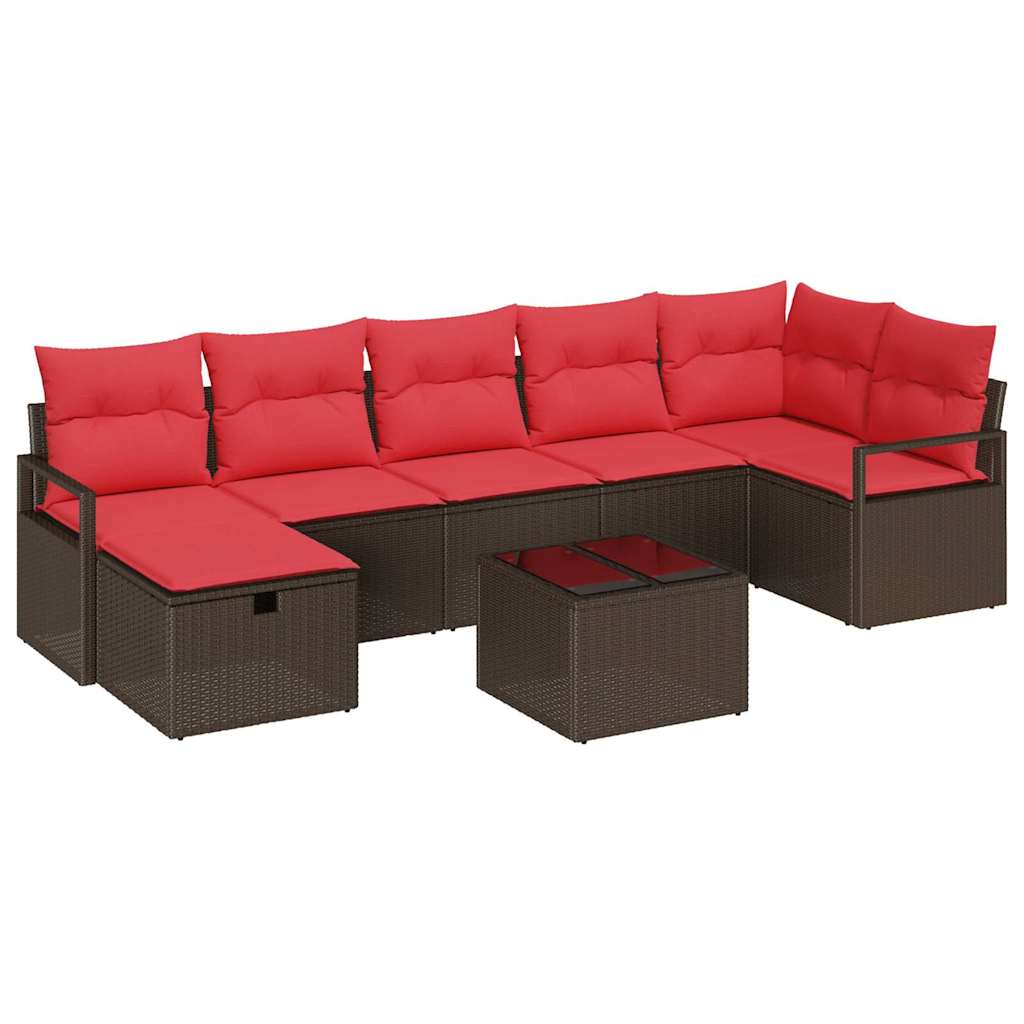 Bankstel met kussen met opslag Bruin en Rood poly rattan is nu te koop bij PeponiXL, paradijselijk wonen!