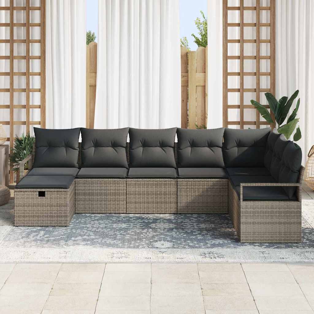 Bankstel met kussen met opslag 8 pcs Grijs poly rattan is nu te koop bij PeponiXL, paradijselijk wonen!
