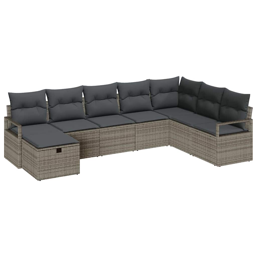 Bankstel met kussen met opslag 8 pcs Grijs poly rattan is nu te koop bij PeponiXL, paradijselijk wonen!