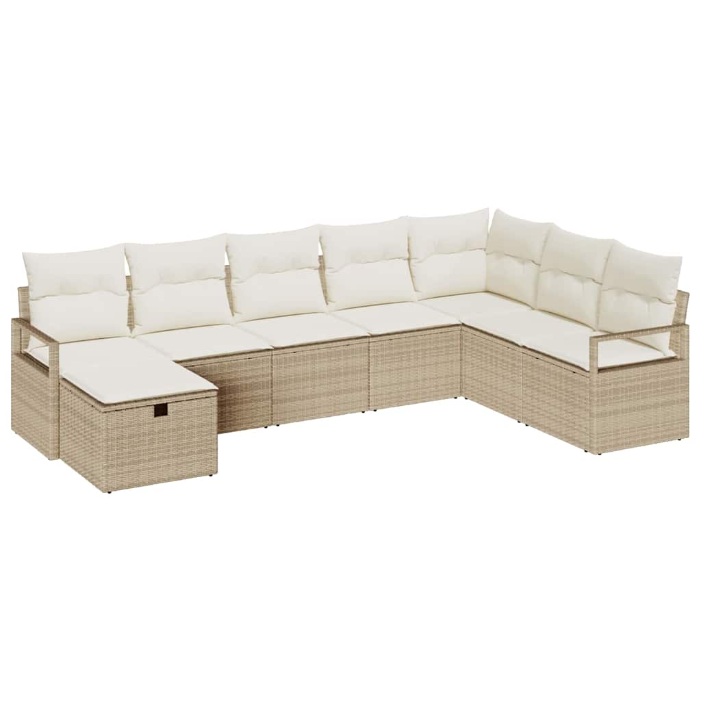 Bankstel met kussen met opslag Beige en Crème poly rattan is nu te koop bij PeponiXL, paradijselijk wonen!