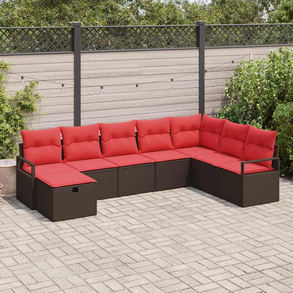 Bankstel met kussen met opslag 8 pcs Bruin poly rattan is nu te koop bij PeponiXL, paradijselijk wonen!
