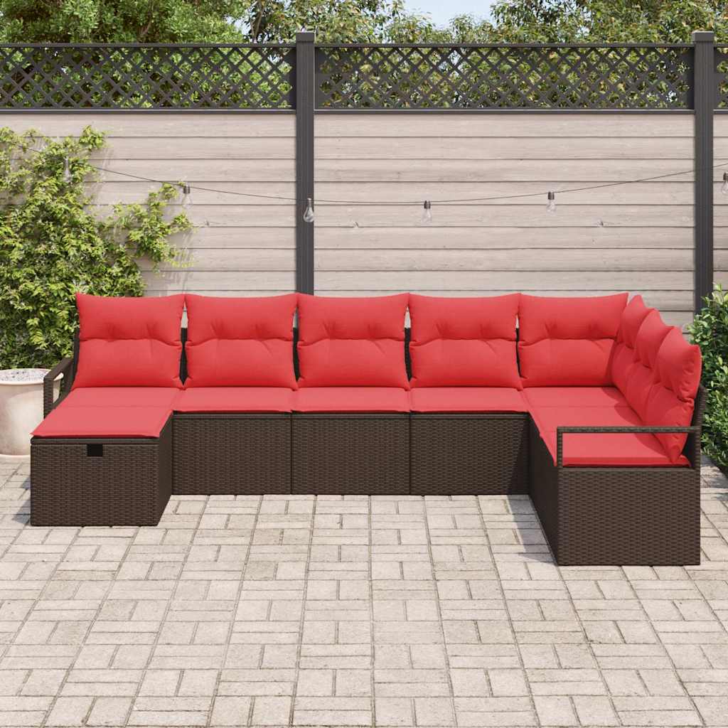 Bankstel met kussen met opslag 8 pcs Bruin poly rattan is nu te koop bij PeponiXL, paradijselijk wonen!