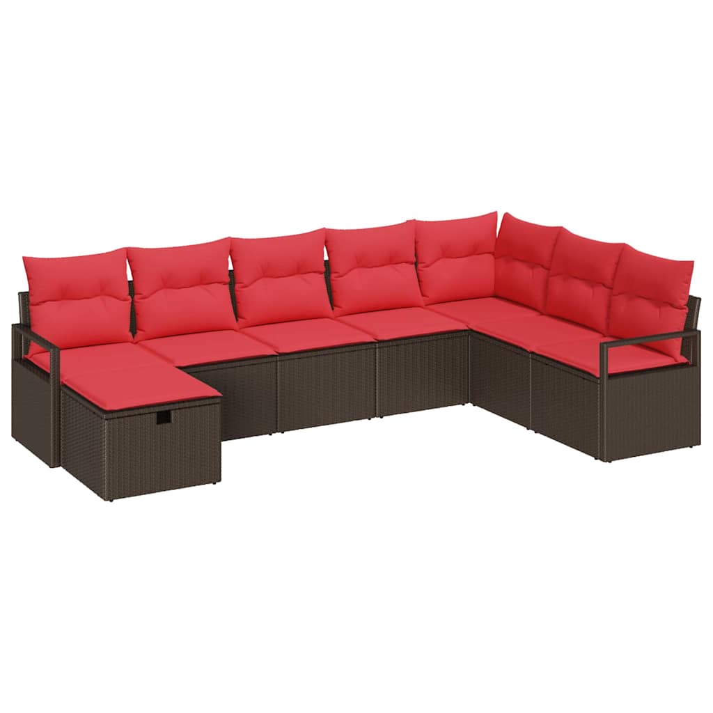 Bankstel met kussen met opslag 8 pcs Bruin poly rattan is nu te koop bij PeponiXL, paradijselijk wonen!