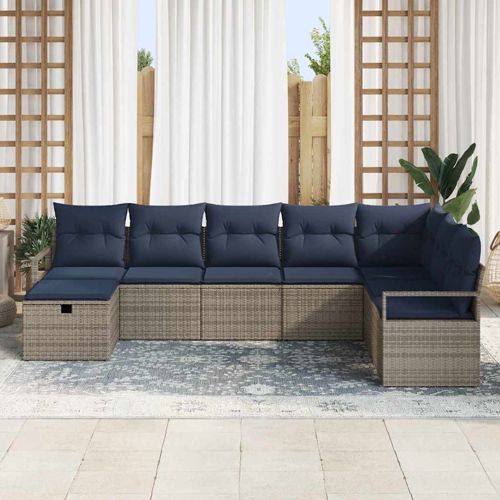 Bankstel met kussen met opslag 8 pcs Grijs poly rattan is nu te koop bij PeponiXL, paradijselijk wonen!