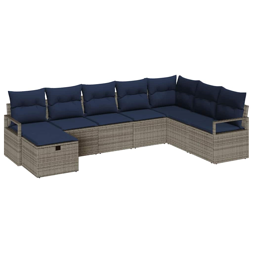 Bankstel met kussen met opslag 8 pcs Grijs poly rattan is nu te koop bij PeponiXL, paradijselijk wonen!