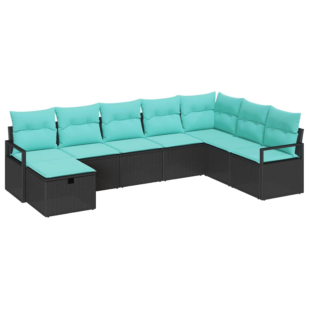 Bankstel met kussen met opslag 8 pcs Zwart poly rattan is nu te koop bij PeponiXL, paradijselijk wonen!