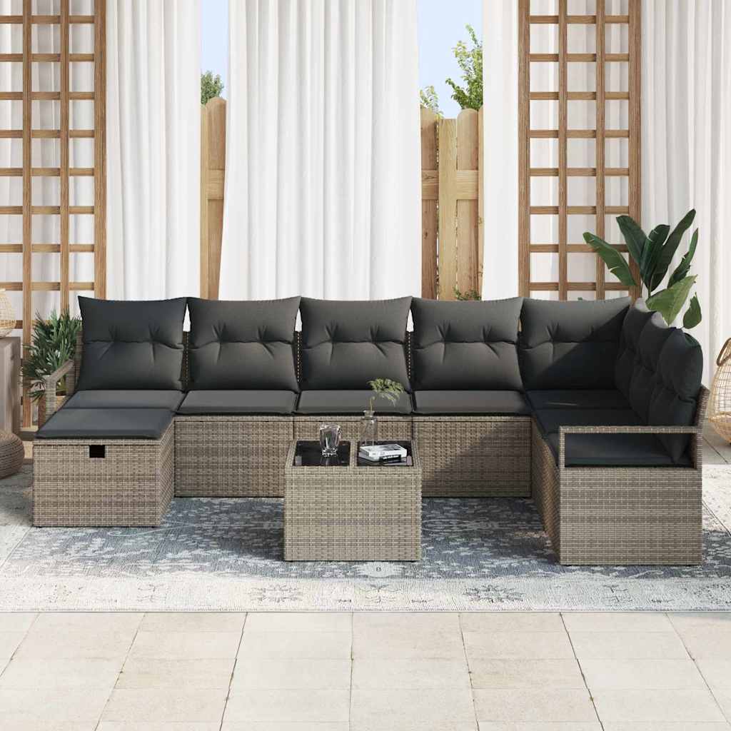 Bankstel met kussen met opslag 9 pcs Grijs poly rattan is nu te koop bij PeponiXL, paradijselijk wonen!