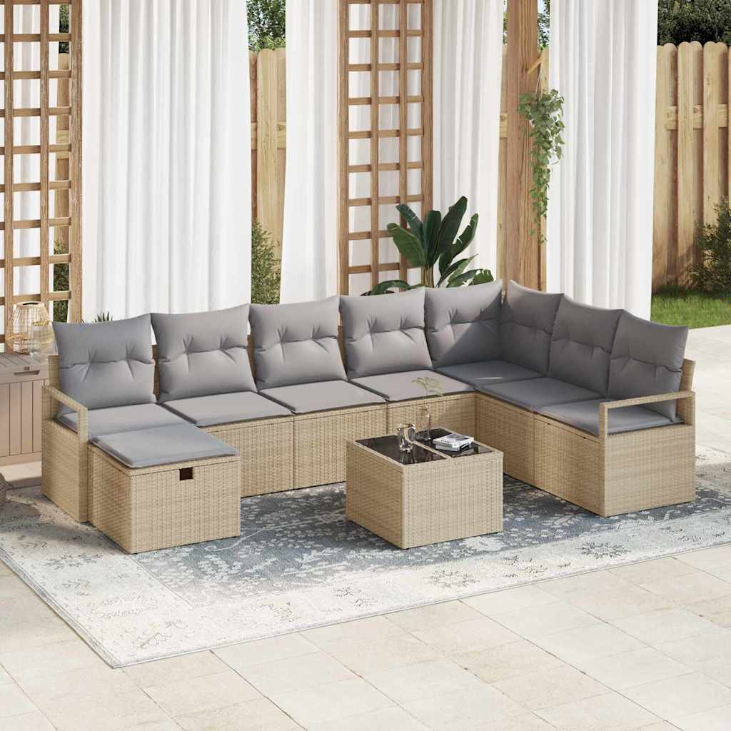 Bankstel met kussen met opslag Beige en Licht Grijs poly rattan is nu te koop bij PeponiXL, paradijselijk wonen!
