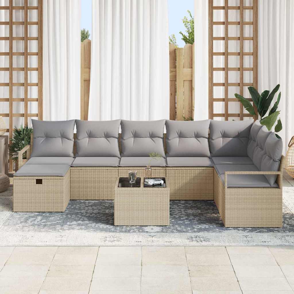 Bankstel met kussen met opslag Beige en Licht Grijs poly rattan is nu te koop bij PeponiXL, paradijselijk wonen!