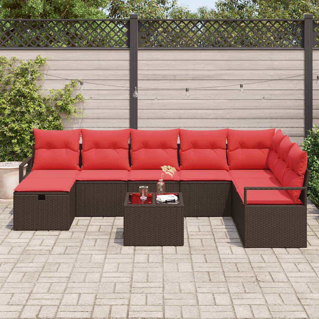 Bankstel met kussen met opslag 9 pcs Bruin poly rattan is nu te koop bij PeponiXL, paradijselijk wonen!