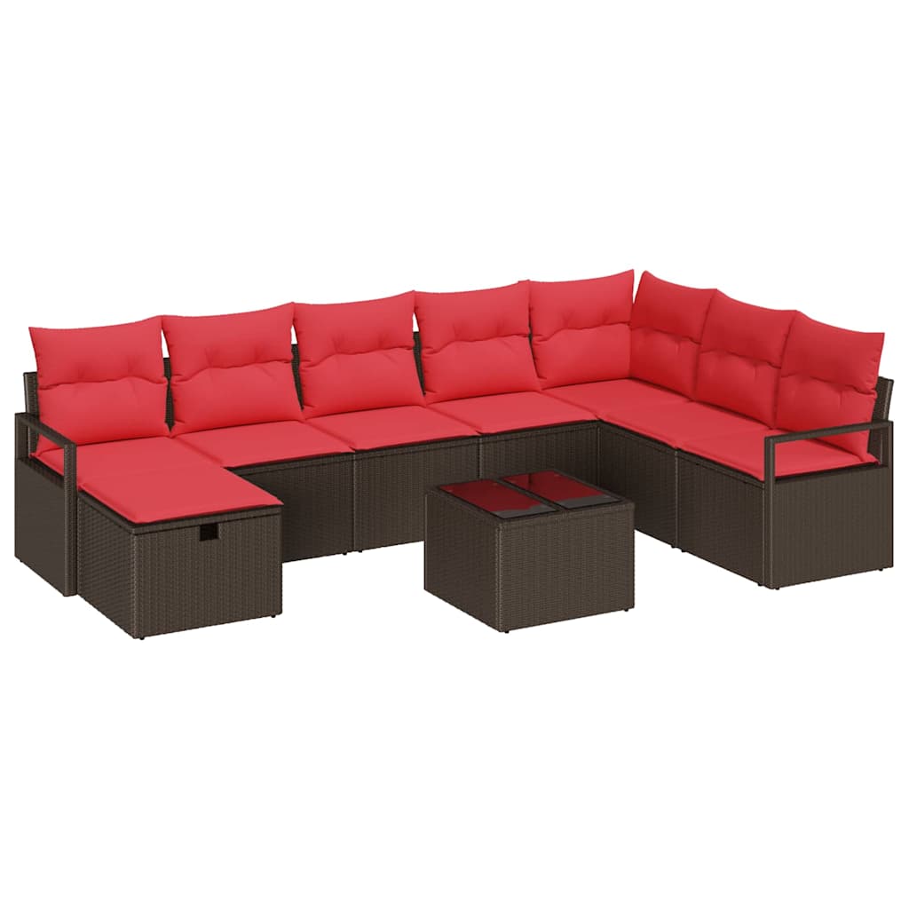 Bankstel met kussen met opslag 9 pcs Bruin poly rattan is nu te koop bij PeponiXL, paradijselijk wonen!