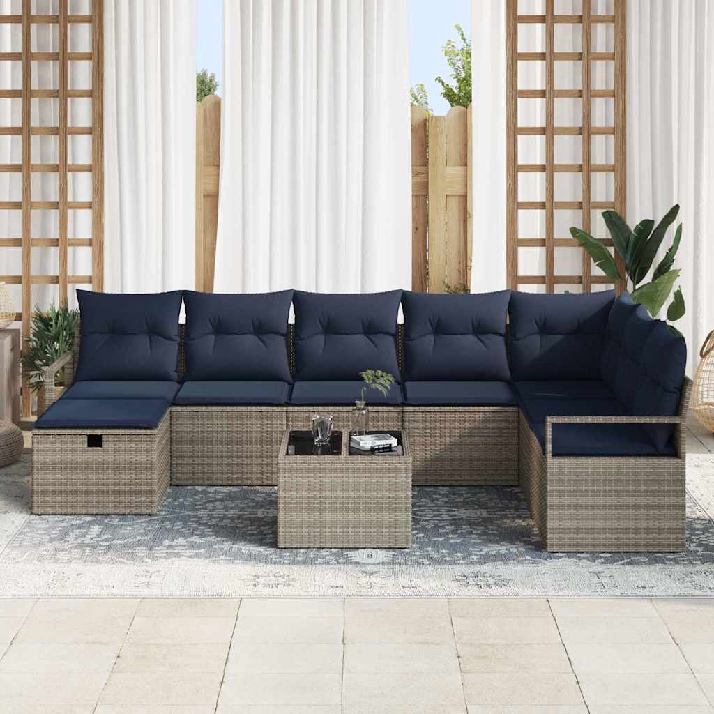 Bankstel met kussen met opslag 9 pcs Grijs poly rattan is nu te koop bij PeponiXL, paradijselijk wonen!