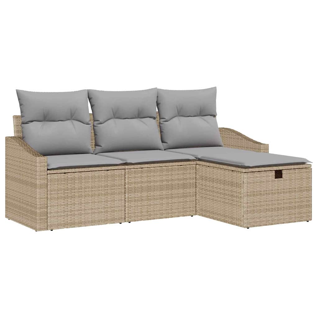 Bankstel 4 st Beige poly rattan