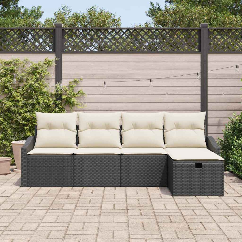 Bankstel met kussen met opslag Zwart poly rattan is nu te koop bij PeponiXL, paradijselijk wonen!
