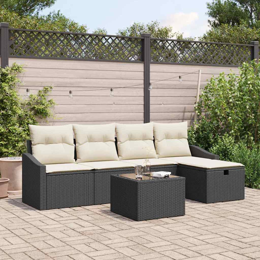 Bankstel met kussen met opslag Zwart poly rattan is nu te koop bij PeponiXL, paradijselijk wonen!