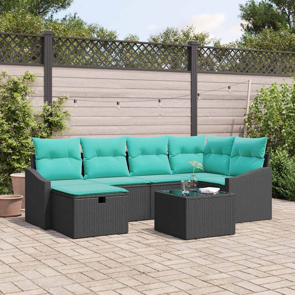 Bankstel met kussen met opslag Zwart poly rattan is nu te koop bij PeponiXL, paradijselijk wonen!