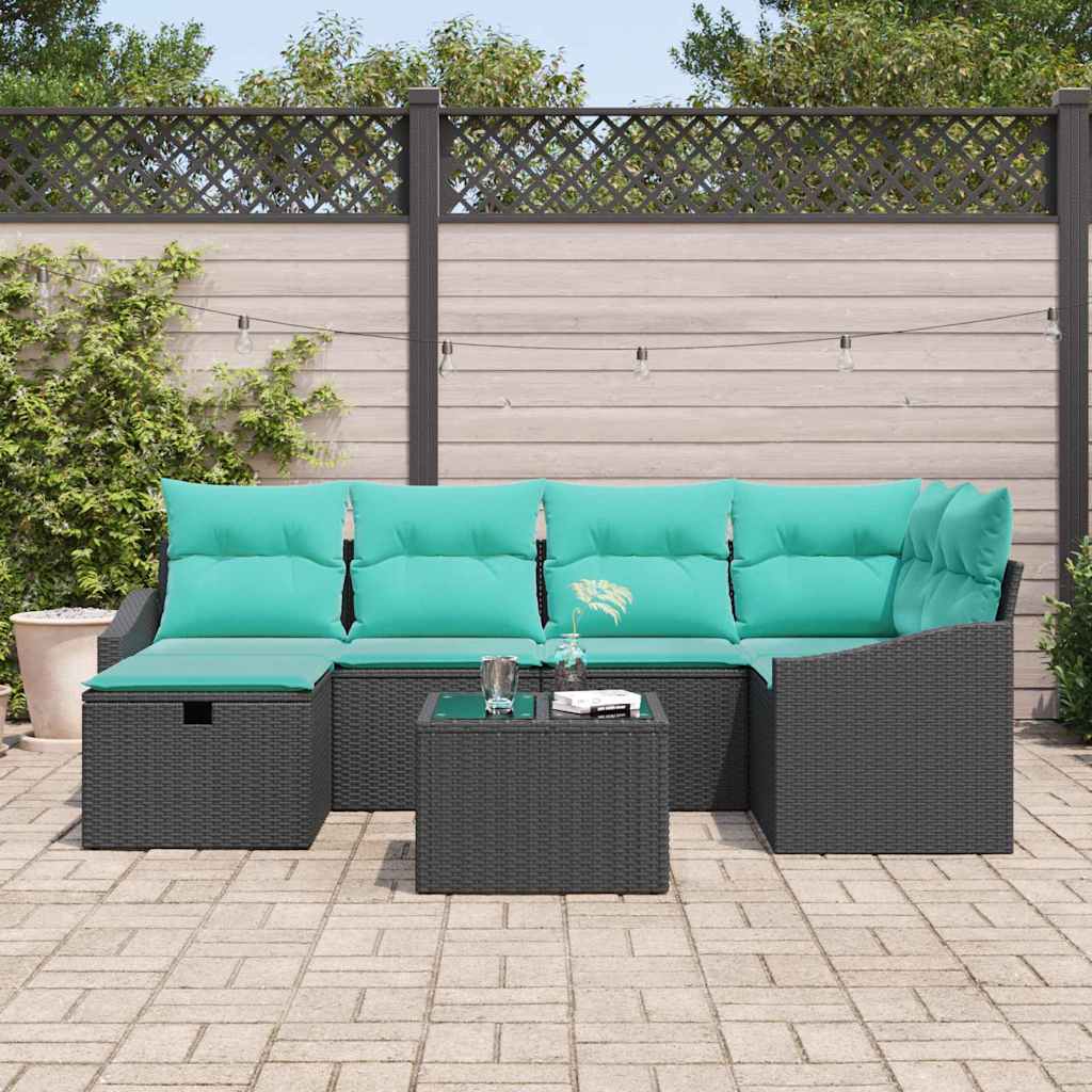 Bankstel met kussen met opslag Zwart poly rattan is nu te koop bij PeponiXL, paradijselijk wonen!