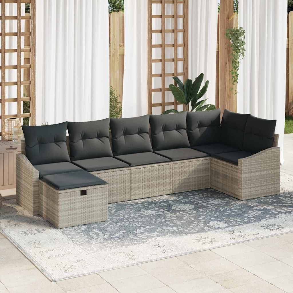 Bankstel met kussen met opslag Lichtgrijs poly rattan is nu te koop bij PeponiXL, paradijselijk wonen!