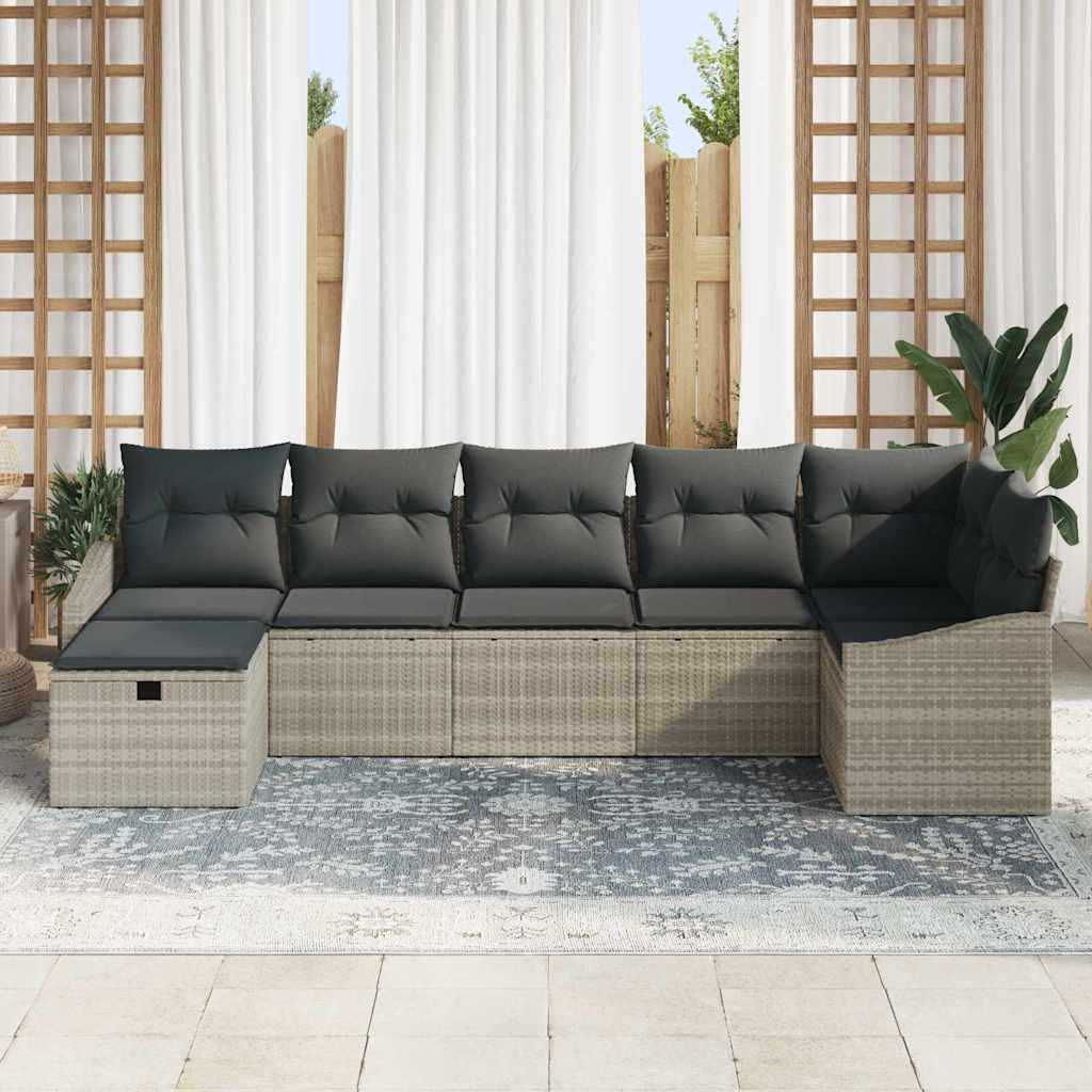 Bankstel met kussen met opslag Lichtgrijs poly rattan is nu te koop bij PeponiXL, paradijselijk wonen!