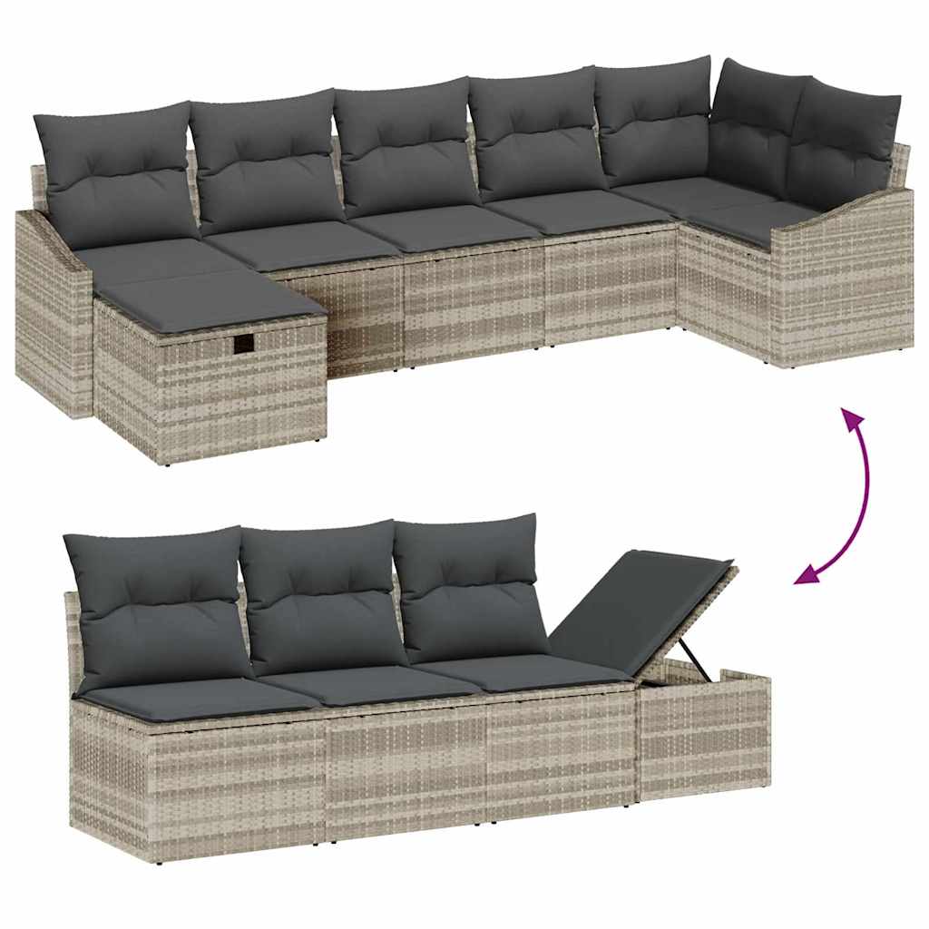Bankstel met kussen met opslag Lichtgrijs poly rattan is nu te koop bij PeponiXL, paradijselijk wonen!