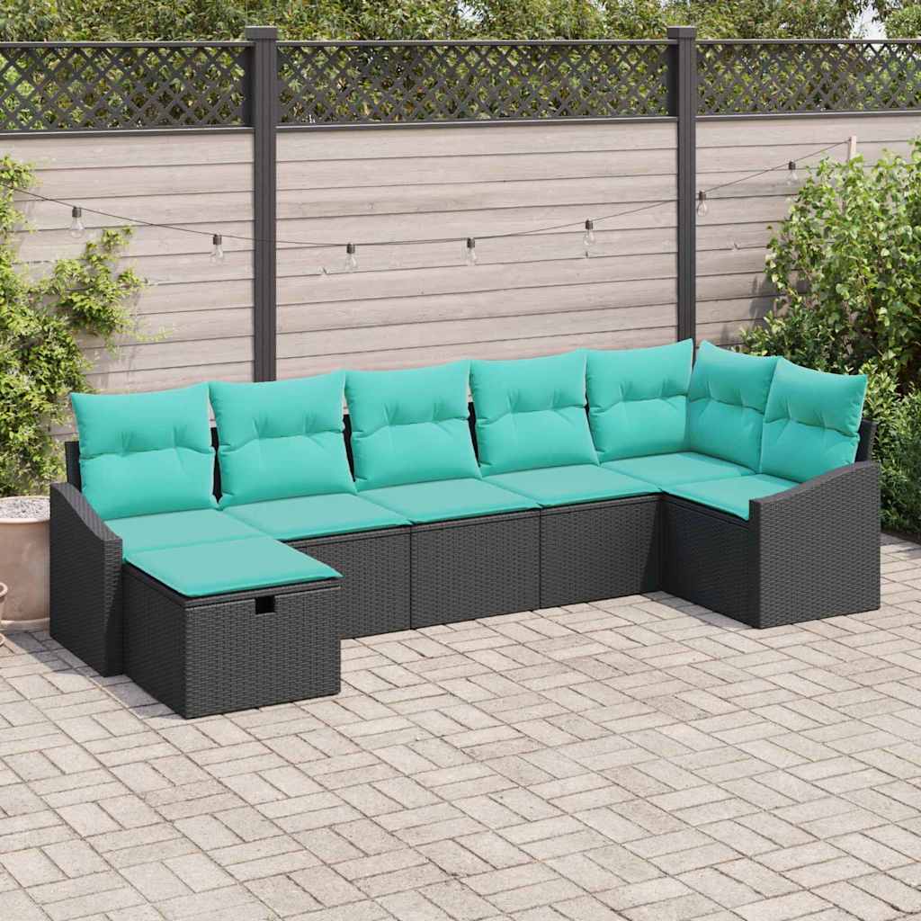 Bankstel met kussen met opslag Zwart poly rattan is nu te koop bij PeponiXL, paradijselijk wonen!