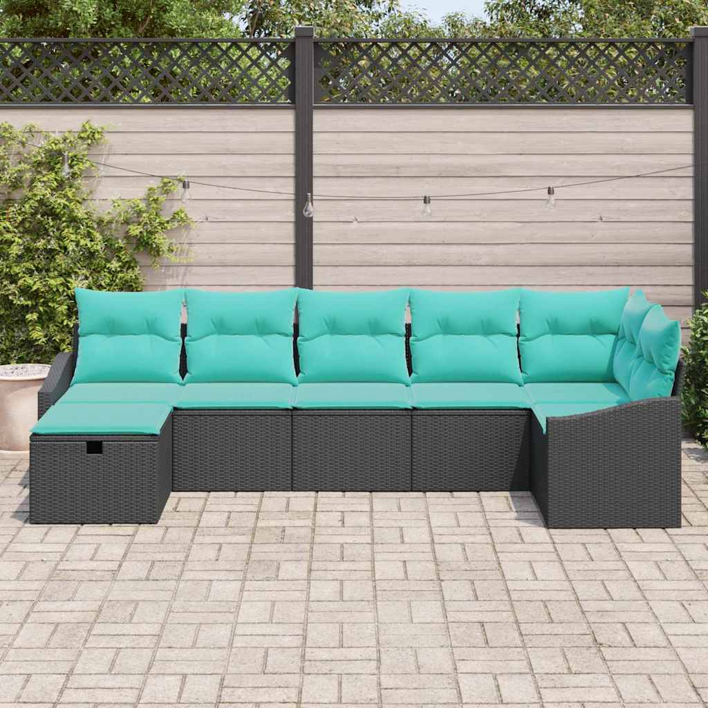 Bankstel met kussen met opslag Zwart poly rattan is nu te koop bij PeponiXL, paradijselijk wonen!