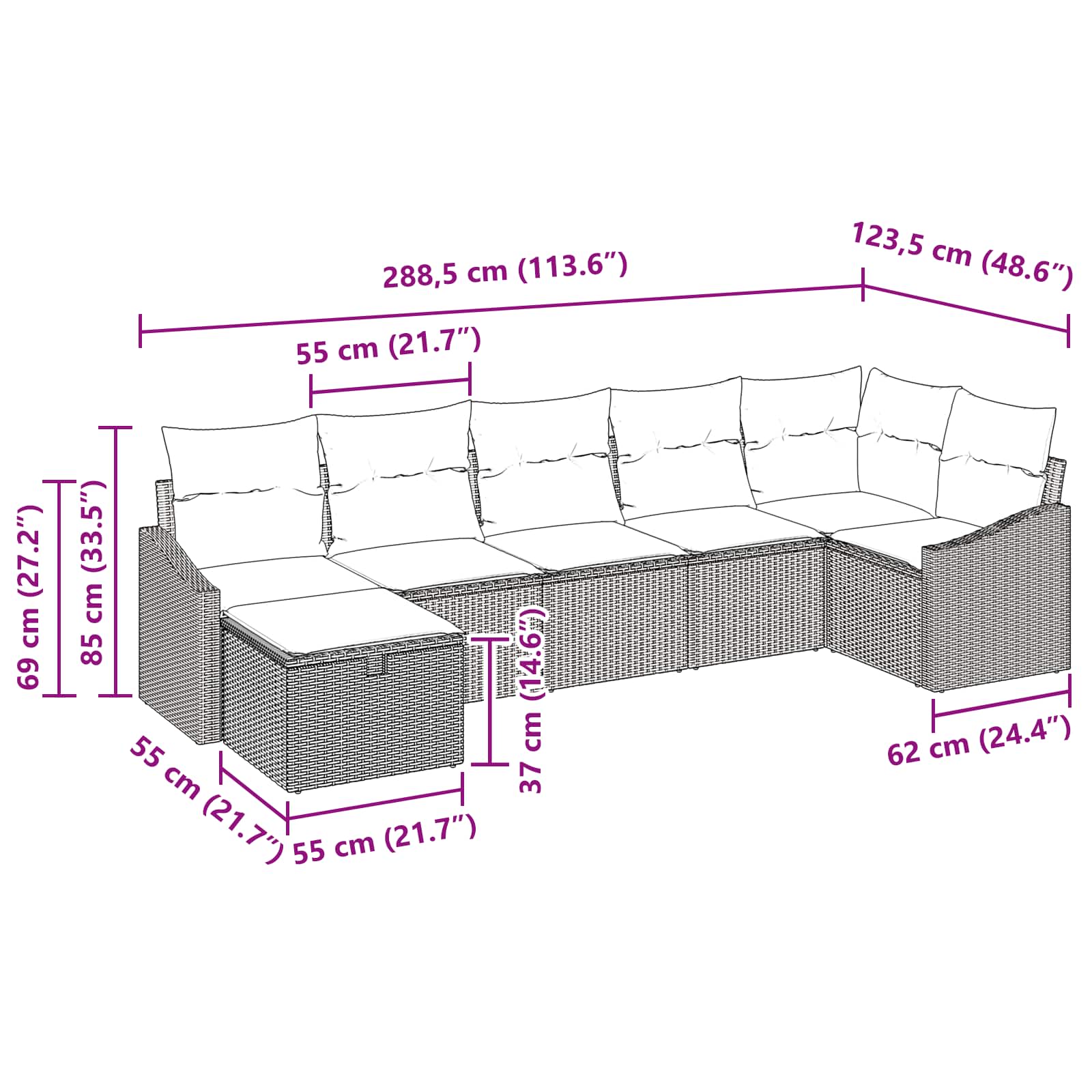 Bankstel met kussen met opslag Zwart poly rattan is nu te koop bij PeponiXL, paradijselijk wonen!