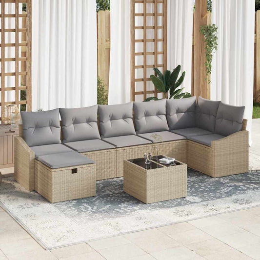 Bankstel met kussen met opslag Beige poly rattan is nu te koop bij PeponiXL, paradijselijk wonen!