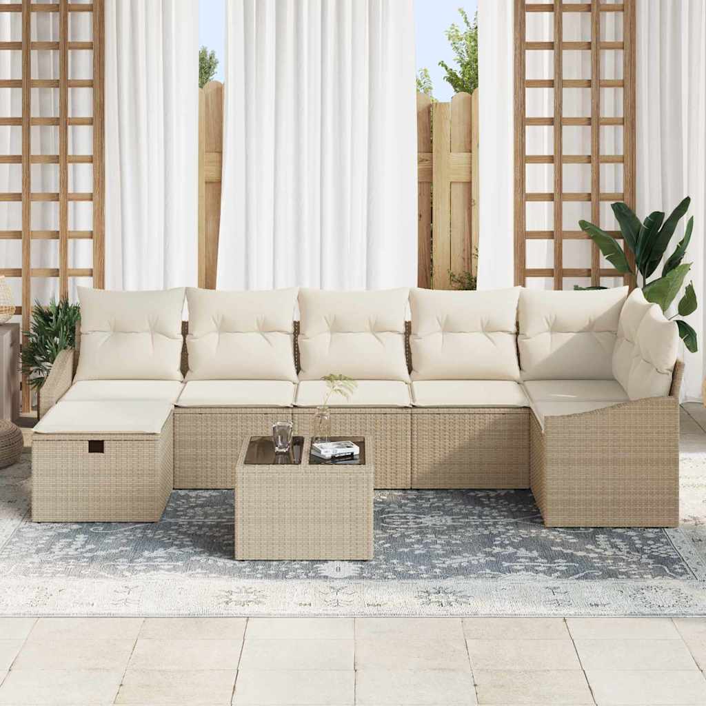 Bankstel met kussen met opslag Beige poly rattan is nu te koop bij PeponiXL, paradijselijk wonen!