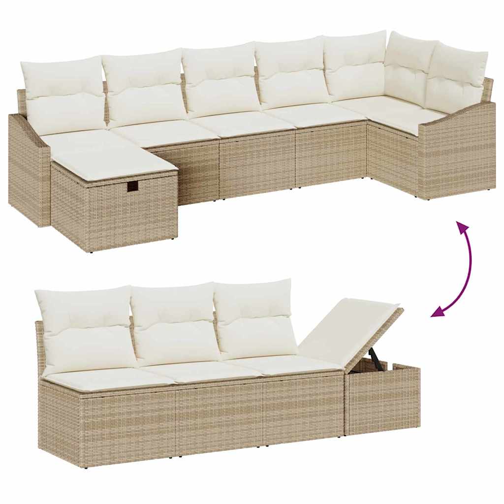 Bankstel met kussen met opslag Beige poly rattan is nu te koop bij PeponiXL, paradijselijk wonen!