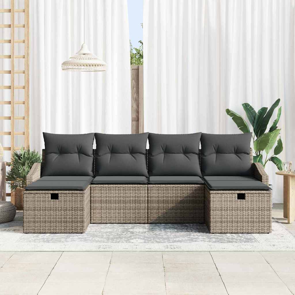 Tuin Sofa Set met kussen met opslag 6 pcs poly rattan is nu te koop bij PeponiXL, paradijselijk wonen!