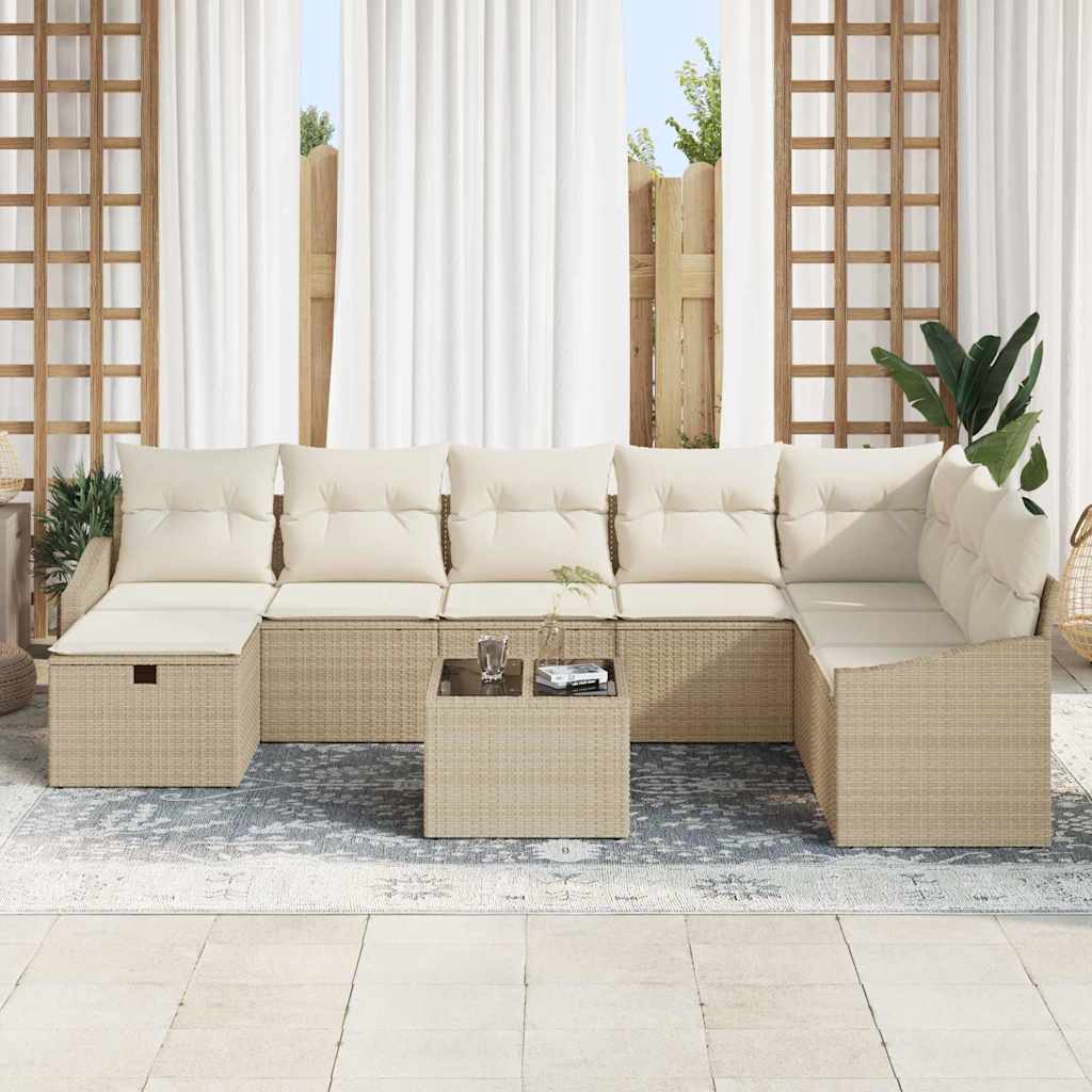Tuin Sofa Set met kussen met opslag 9 pcs poly rattan is nu te koop bij PeponiXL, paradijselijk wonen!