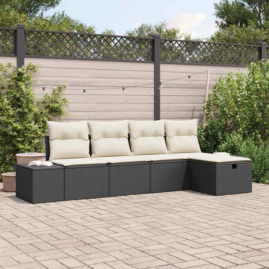 Tuinbankenset met kussen 5 pcs poly rattan is nu te koop bij PeponiXL, paradijselijk wonen!