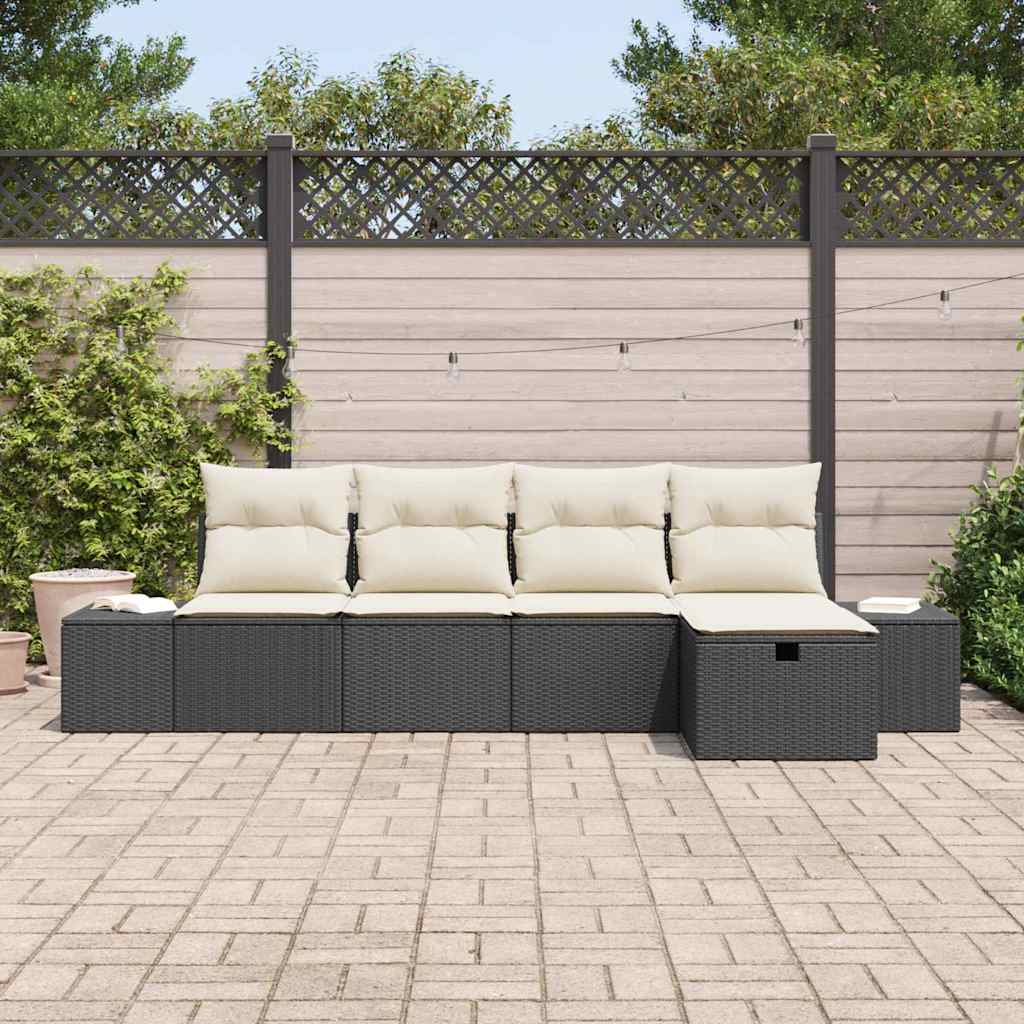 Tuinbankenset met kussen 5 pcs poly rattan is nu te koop bij PeponiXL, paradijselijk wonen!