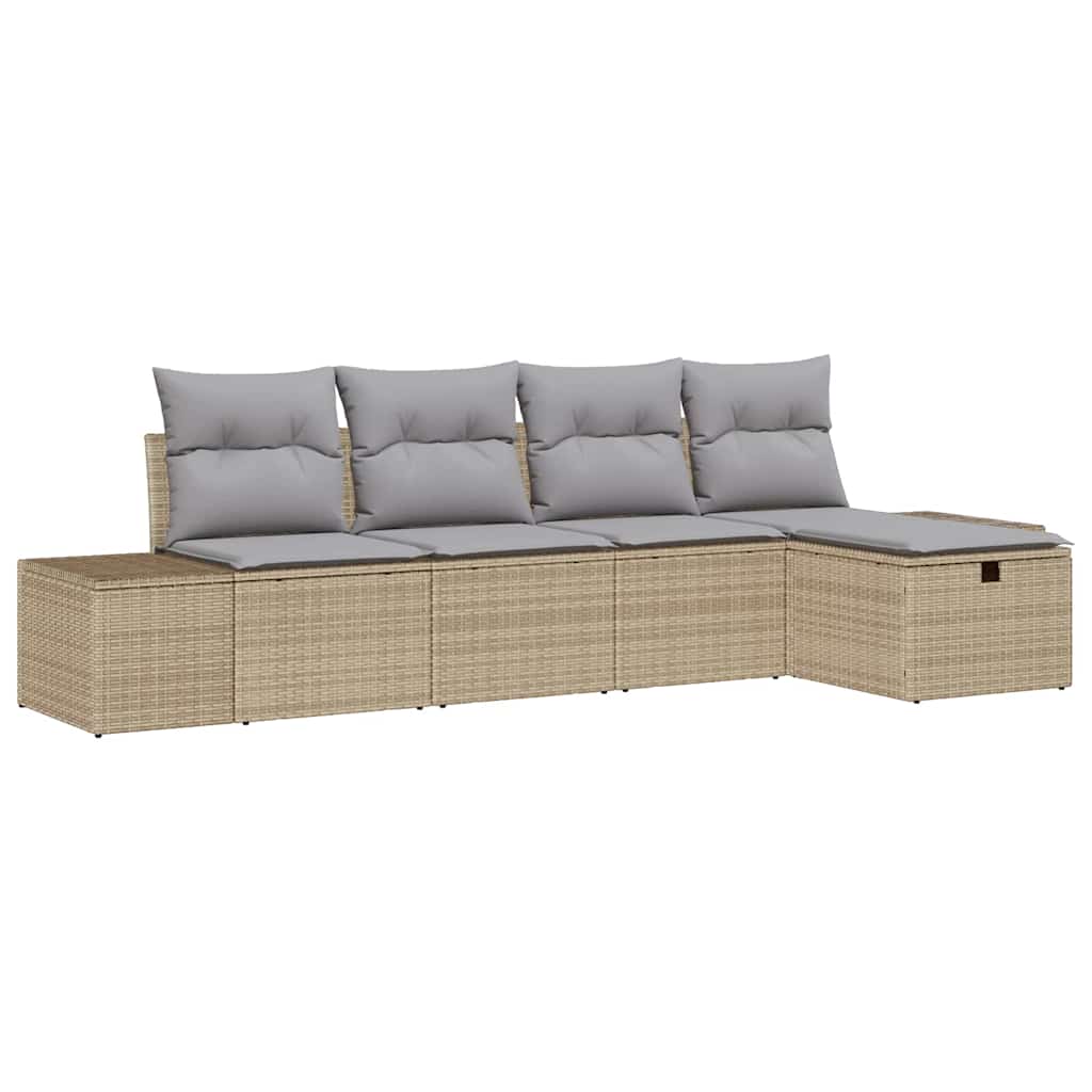 Tuinbankenset 5 st Beige poly rattan