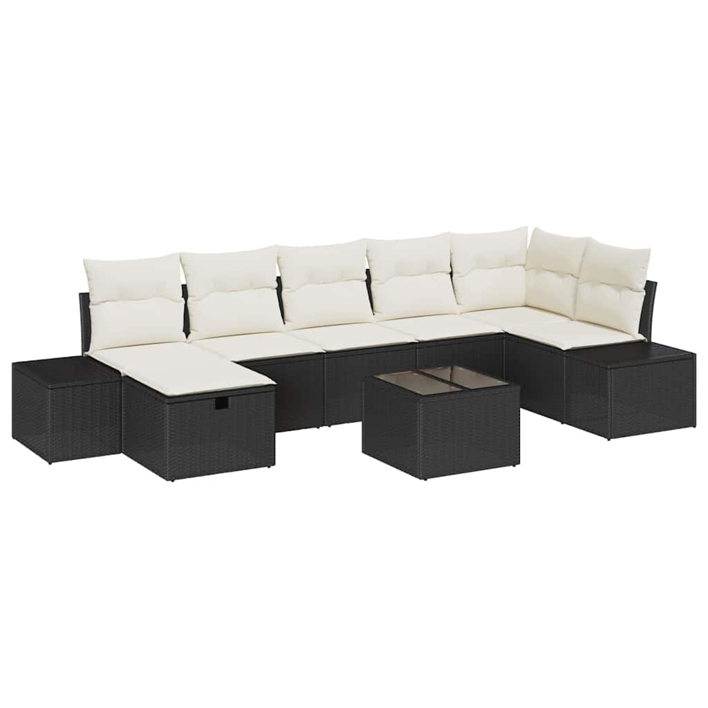 Tuin Sofa Set met kussen 8 pcs Zwart poly rattan is nu te koop bij PeponiXL, paradijselijk wonen!