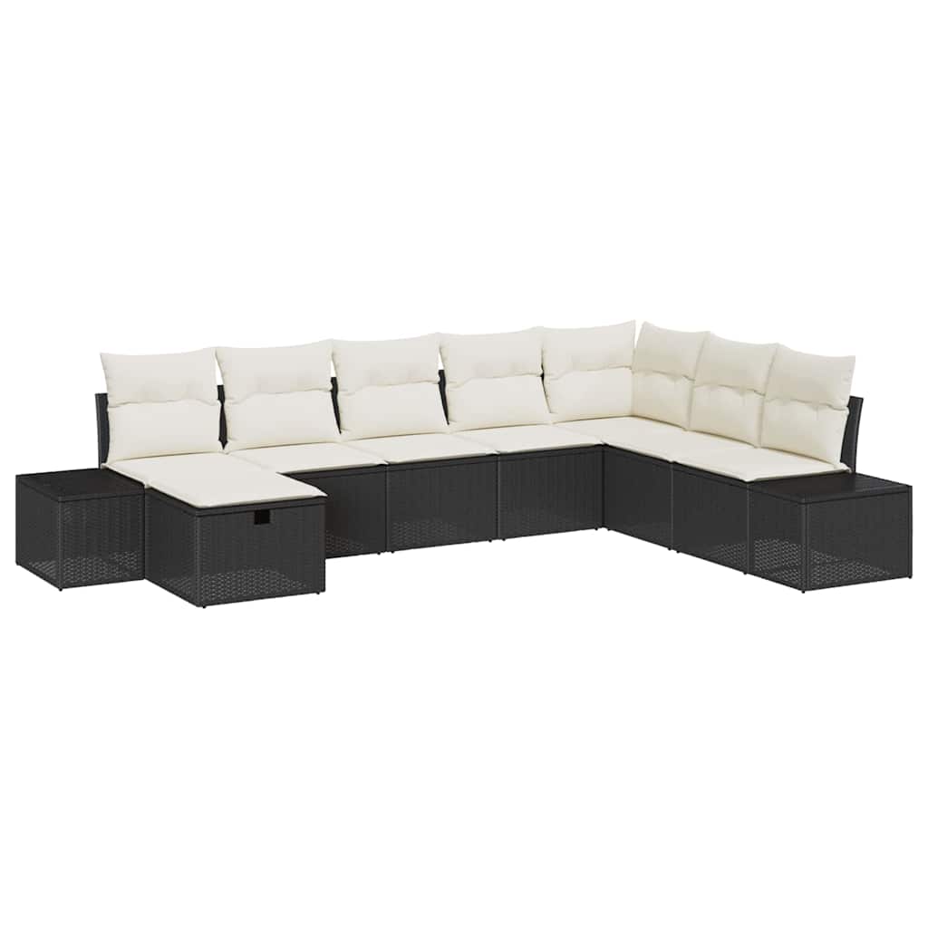 Tuin Sofa Set met kussen 8 pcs Zwart poly rattan is nu te koop bij PeponiXL, paradijselijk wonen!