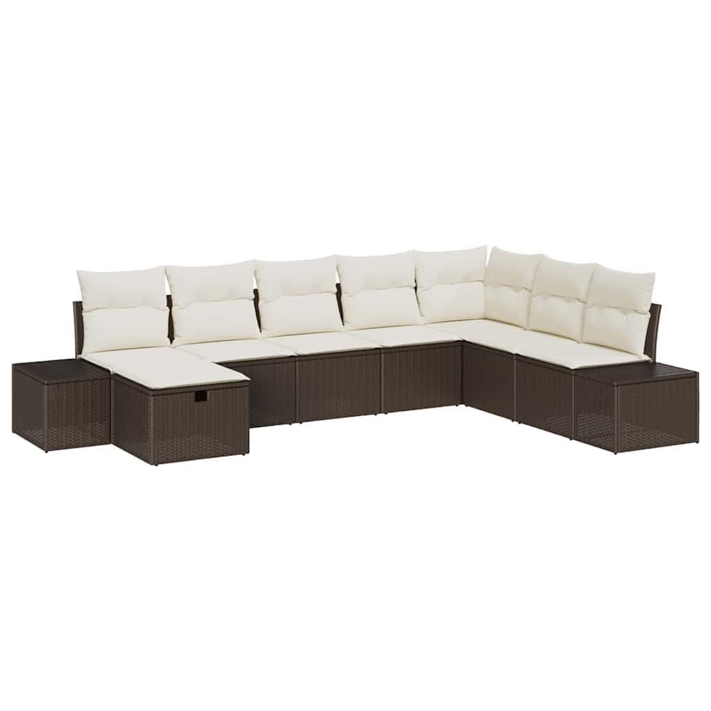Tuin Sofa Set met kussen 8 pcs Bruin poly rattan is nu te koop bij PeponiXL, paradijselijk wonen!