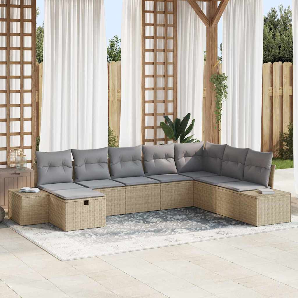 Tuin Sofa Set 8 st Beige poly rattan