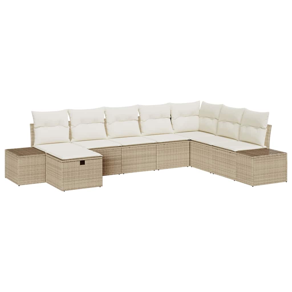 Tuin Sofa Set met kussen 8 pcs Beige poly rattan is nu te koop bij PeponiXL, paradijselijk wonen!