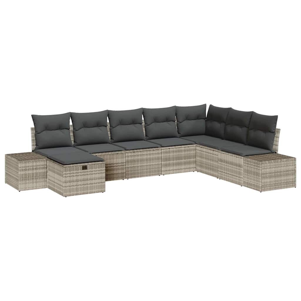 Tuin Sofa Set met kussen 8 pcs Lichtgrijs poly rattan