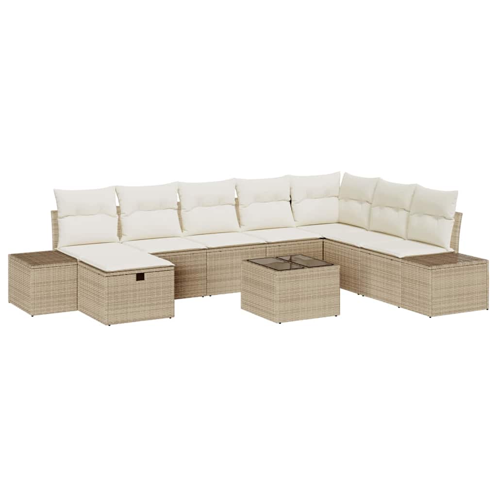 Tuin Sofa Set met kussen 9 pcs Beige poly rattan is nu te koop bij PeponiXL, paradijselijk wonen!