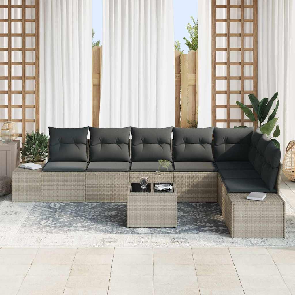 Tuin Sofa Set met kussen 9 pcs Lichtgrijs poly rattan
