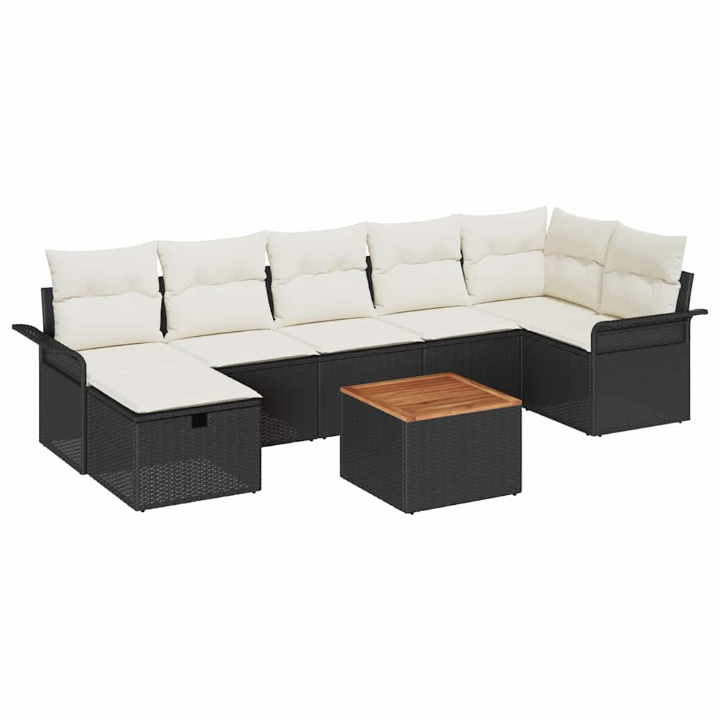 Tuinbankenset met kussen met opslag 8 pcs Zwart poly rattan is nu te koop bij PeponiXL, paradijselijk wonen!